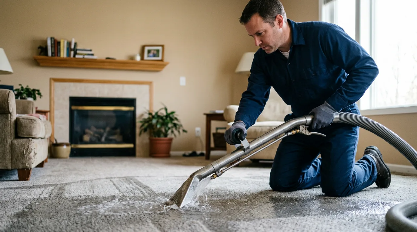 Water damage restoration technician working near North Bay, NY